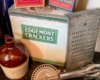Vintage Boxes - Manual Egg Beater - "Wonder Shredder Vintage Grater - Stoneware Jug