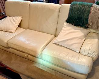 Off-White Leather Sofa