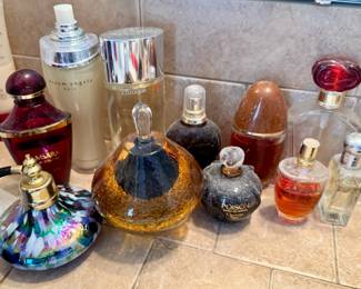 Various Perfume Bottles -- Samsara - Dream Angels by Victoria's Secret - Happy by Clinique - Poison by Christian Dior - Obsession by Calvin Klein