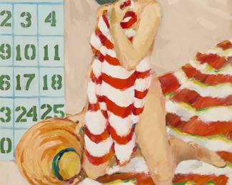 1320
Harriette Frances
b. 1925
"April," 1993
Oil on canvas
Signed lower right: H. Frances; signed again, Harriette Frances, and titled on the stretcher bar, verso; numbered with red pencil in a circle in the upper right corner of the stretcher, verso: "#118"
47.5" H x 38" W
Estimate: $300 - $500