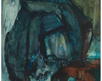 1356
Sergei Bongart
1918-1985
Crouching figure
Oil on Masonite
Signed upper right: Sergei Bongart
49" H x 36" W
Estimate: $600 - $800