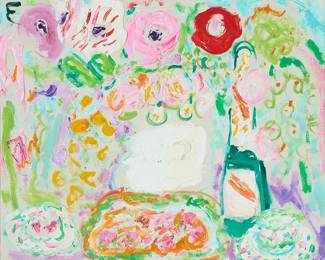 1283
Bob Kane
1937-2013
"Dish of Strawberries," 2008
Oil on canvas
Signed and titled in red ink on the canvas overlap; titled again and dated on a gallery label affixed to the stretcher
18" H x 22" W
Estimate: $300 - $500
