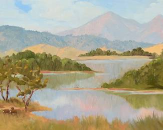 1252
Zenaida (Zee Zee) Mott
1938-2021
"Mountain Reflections"
Oil on canvas laid to Styrofoam
Signed lower right: Mott; signed and titled, verso
10" H x 20" W
Estimate: $400 - $600