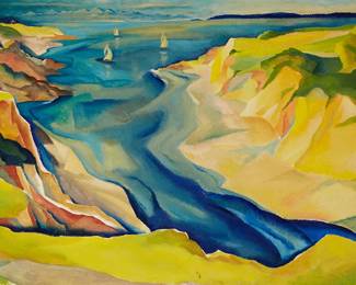 1198
Jan Zach
1914-1986
"Victoria, B.C.," 1953
Oil on canvas
Signed, titled, and dated lower right: Jan Zach 53
32" H x 48" W
Estimate: $1,000 - $2,000