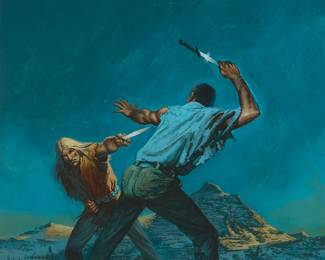 1304
20th Century American Illustration School
Cover for "The Savage Sundance"
Oil on paper
Appears unsigned
Sight: 18.5" H x 14.5" W
Estimate: $300 - $500