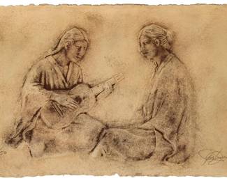 1398
Felipe Castañeda
b. 1933
"Two Mujer," 1983
Cast paper relief
Edition: 36/50
Signed, dated, and numbered at the lower edge: F. Castañeda
Sheet: 9.5" H x 15" W
Estimate: $200 - $300
