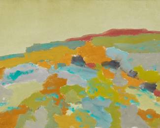 1253
Louis L. "Lundy" Siegriest
1925-1985
"Mount Diablo Series #14," 1977
Oil on canvas
Signed and dated lower left: Siegriest 77; signed and dated again, and titled, all verso
18" H x 24" W
Estimate: $300 - $500