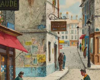 1372
Henry Gasser
1909-1981
"The Art Student, Paris"
Watercolor on paper laid to paperboard
Signed and inscribed lower right: H. Gasser / "Paris"; signed again and titled in ink, verso
10" H x 8" W
Estimate: $400 - $600