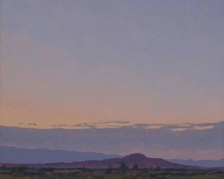 1258
Glenn Renell
b. 1947
"Early Calm" (Arizona), 2013
Oil on panel
Signed lower left: Renell; signed again, titled, and dated "2013" on the frame's backing board
11.125" H x 9.75" W
Estimate: $300 - $500
