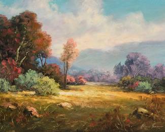 1232
Heinie Hartwig
b. 1937
"Spring Colors"
Oil on Masonite
Signed lower right: Heinie Hartwig; titled verso
12.25" H x 16" W
Estimate: $300 - $500