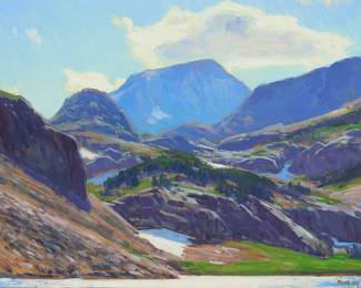 1250
Taylor Lynde
b. 1970
"Into the Sun, End of the Lake," 2008
Oil on board
Signed and inscribed lower right: Taylor SDG; signed again, titled, and dated: SEP 2008
12" H x 16" W
Estimate: $400 - $600