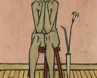 1330
Philip Perkins
1914-1968
Seated nude, 1959
Oil on Masonite
Signed and dated at the upper edge: Perkins / '59'
7" H x 6" W
Estimate: $300 - $500