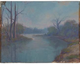 1205
Robert Leo Cotton
1880-1946
"Early Morn - Brackenridge Park" (San Antonio)
Oil on canvas
Signed lower right: Leo Cotton; titled on the stretcher
9" H x 12" W
Estimate: $300 - $500