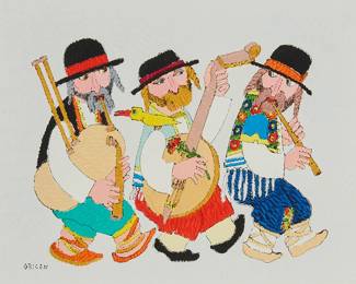 1306
Jovan Obican
1918-1986
Three musicians, 1986
Acrylic on paper
Signed lower left: Obican; dated by repute
Sight: 15.375" H x 19.625" W
Estimate: $100 - $200