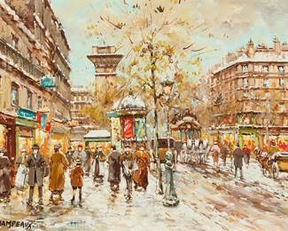1380
Anne Champeaux
20th Century
"Port St. Martin-Grande Boulevard," 1990
Oil on canvas
Signed lower left: A. Champeaux; titled and inscribed, verso: "Paris"
13" H x 18" W
Estimate: $200 - $300
