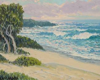 1203
Carl Sammons
1883-1968
"Carmel by the Sea"
Oil on canvasboard
Signed lower left: C. Sammons; titled verso
6" H x 8" W
Estimate: $500 - $700