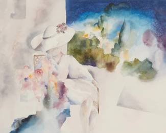 1343
April Gore
20th century
Woman reading at a table, 1984
Watercolor on paper
Signed and dated in pencil, lower right: April Gore 84
Sight: 10.75" H x 13.75" W
Estimate: $200 - $300