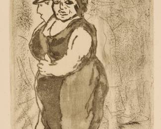 1389
Isidoro Ocampo
1910-1983
"De Gran Peso," 1932
Etching on wove paper
Edition: 1/30
Signed, dated, and numbered in pencil in the lower margin: I. Ocampo 32
Plate: 10.75" H x 5.25" W; Sheet: 12.75" H x 9.875" W
Estimate: $400 - $600