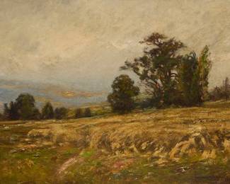 1244
Edward Gay
1837-1928
"The Wheatfield," 1912
Oil on canvas
Signed and dated lower right: Edward Gay / 1912; titled on the frame plaque
24.5" H x 36.5" W
Estimate: $700 - $900