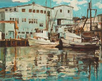 1206
Victor Czerkas
1914-2003
Newport cannery
Oil on board
Signed lower right: Czerkas
20" H x 24" W
Estimate: $1,000 - $1,500