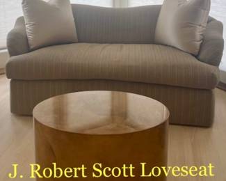 J. Robert Scott Loveseat & Burlwood Coffee Table