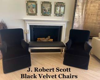 J. Robert Scott Black Velvet Chairs