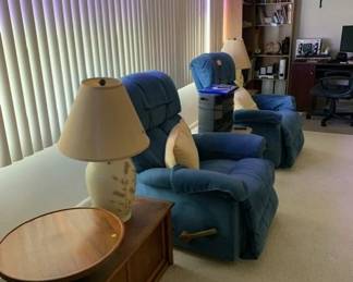 lazy boys, mid century cabinets, vintage lamps