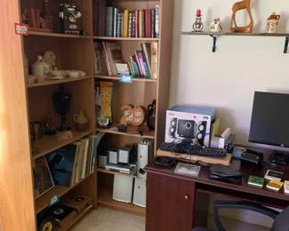 books, records, vintage decor, stereo equipment