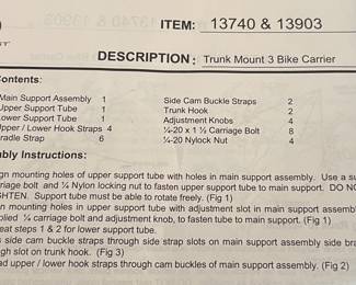 Trunk Mount 3 Bike Carrier