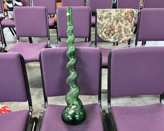 Emerald Green Snake Skin Empoli Glass Tall Vase