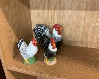 Chicken/Rooster S&P Shakers & Sponge Holder