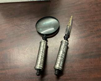 Magnifying glass & Letter Opener w/Map Design