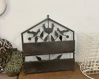 Cast Iron Shelf w/Fold Up Shelves Folk Are Birds Farmhouse Decor