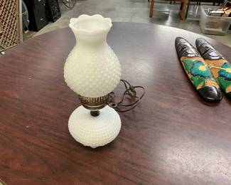 Milk Glass Hobnail Table Lamp