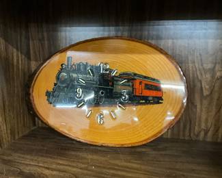 Wood Wall Clock Train Design