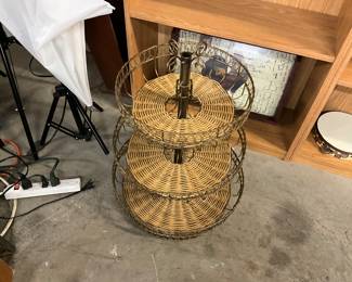 Wicker & Metal 3 Tier Patisserie Stand