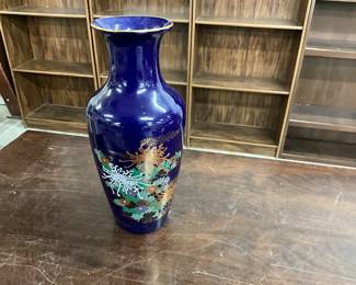 Cobalt Blue Oriental Vase Japan