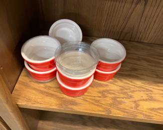 Red and White Interior White Ramkins w/Lids