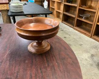Wood Pedestal Footed Fruit Dish/Bowl