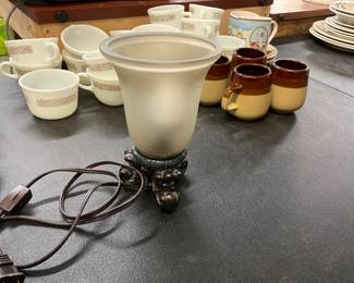 Frosted Glass Shade Table Lamp w/Ornate Base