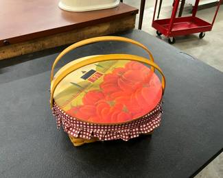 Pumpkin Patch Pie Carrier Wood Basket