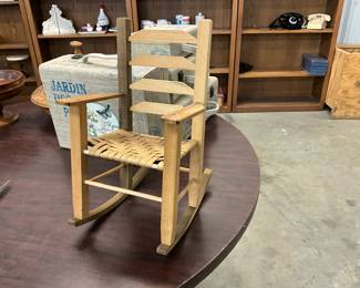 Childs Wooden/Wicker Rocking Chair