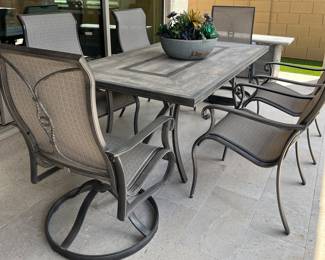 Patio Table Ajo w 2 Swivel Chairs and 4 Arm Chairs