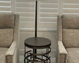 Ladlows Swivel Chair x 2 w 1 Ottoman Halo Lamp Table Ladlows Floor Lamp