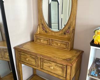 Oak Hand painted Dressing Table with Mirro