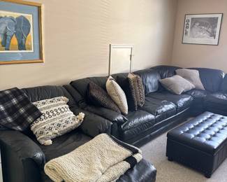 black leather sectional