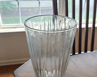vintage large art deco style ribbed glass vase