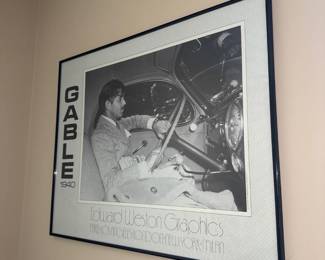 vintage poster of Clark Gable driving photographed by Edward Weston 1940