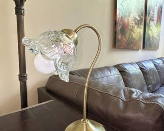 Brass Gooseneck Floral Table Lamp