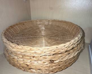 vintage wicker rattan bamboo paper plate holders